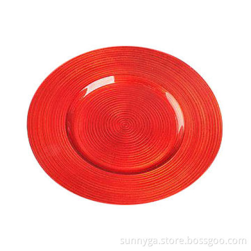 Red Glass Plate for Fruits/Foods/Candies, Available in Various Designs
